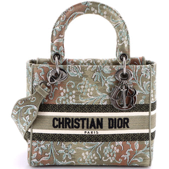 Christian Dior Lady D-Lite Bag Embroidered Canvas Medium