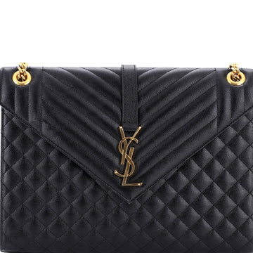 Saint Laurent Classic Monogram Envelope Satchel Mixed Matelasse Leather Large