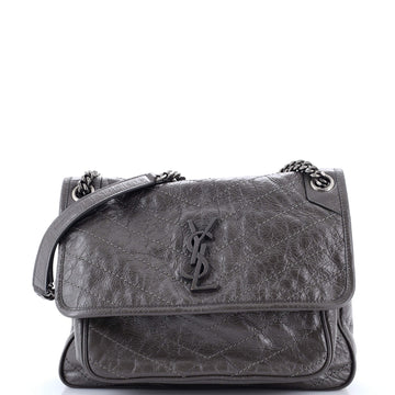 Saint Laurent Niki Chain Flap Bag Matelasse Chevron Leather Medium