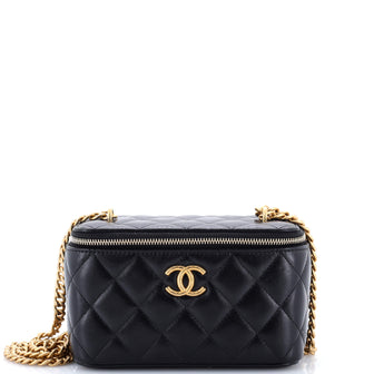 Chanel All Slide Long Vanity Case with Chain Quilted Lambskin Small