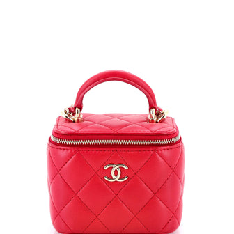 Chanel Classic Top Handle Vanity Case with Chain Quilted Lambskin Mini