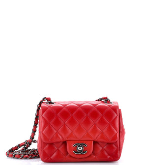 Chanel Square Classic Single Flap Bag Quilted Caviar Mini