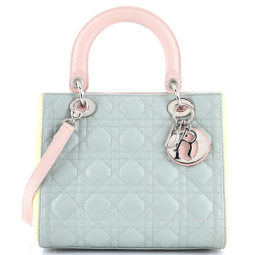 Christian Dior Tricolor Lady Dior Bag Cannage Quilt Lambskin Medium