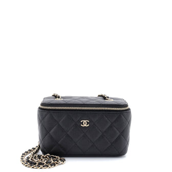 Chanel Classic Vanity Case with Chain Quilted Caviar Small