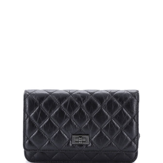 Chanel So Black Reissue 2.55 Wallet on Chain Quilted Aged Calfskin