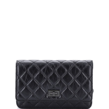 Chanel So Black Reissue 2.55 Wallet on Chain Quilted Aged Calfskin