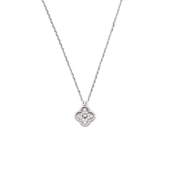 Van Cleef & Arpels Sweet Alhambra Pendant Necklace 18K White Gold with Diamonds