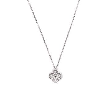 Van Cleef & Arpels Sweet Alhambra Pendant Necklace 18K White Gold with Diamonds