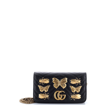Gucci GG Marmont Chain Flap Bag Embellished Matelasse Leather Mini