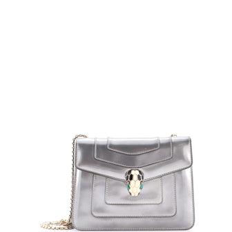 Bvlgari Serpenti Forever Square Shoulder Bag Metallic Leather Small