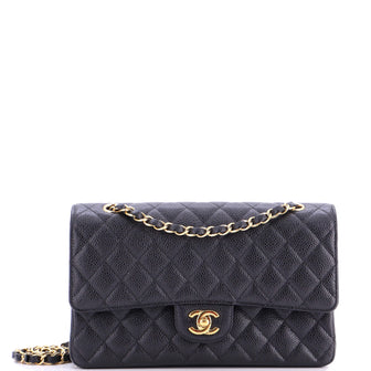 Chanel Classic Double Flap Bag Quilted Caviar Medium