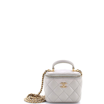 Chanel Classic Top Handle Vanity Case with Chain Quilted Lambskin Mini