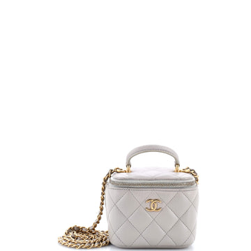 Chanel Classic Top Handle Vanity Case with Chain Quilted Lambskin Mini