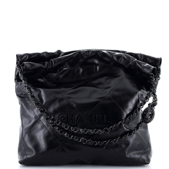 Chanel So Black 22 Chain Hobo Quilted Calfskin Small