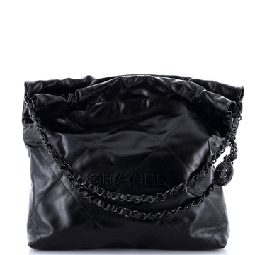 Chanel So Black 22 Chain Hobo Quilted Calfskin Small