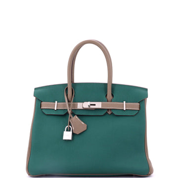 Hermes Birkin Handbag Bicolor Togo with Brushed Palladium Hardware 30