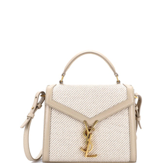 Saint Laurent Cassandra Top Handle Bag Canvas with Leather Mini