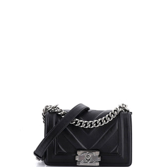 Chanel Boy Flap Bag Perforated Chevron Lambskin Small
