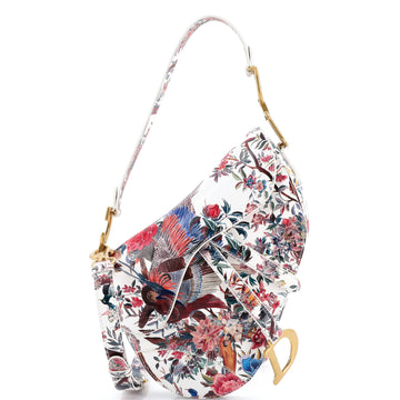 Christian Dior Saddle Handbag with Strap Hand Painted Leather Medium
