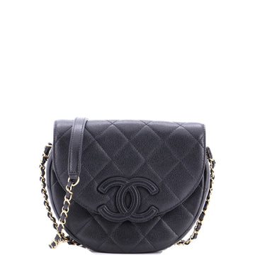 Chanel Timeless CC Curved Flap Messenger Bag Quilted Caviar Small
