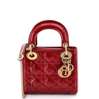 Christian Dior Lady Dior Chain Bag Cannage Quilt Patent Mini