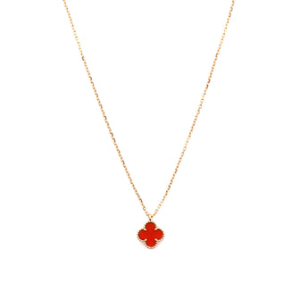Van Cleef & Arpels Sweet Alhambra Pendant Necklace 18K Rose Gold and Carnelian