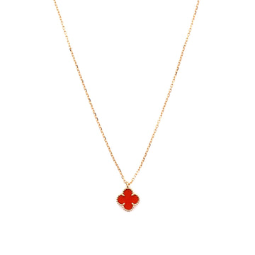 Van Cleef & Arpels Sweet Alhambra Pendant Necklace 18K Rose Gold and Carnelian