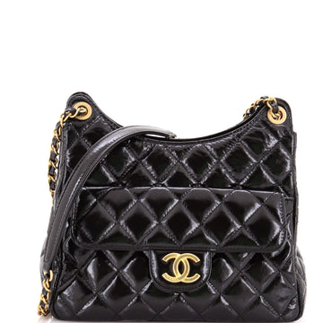 Chanel Wavy CC Hobo Quilted Crumpled Calfskin Medium