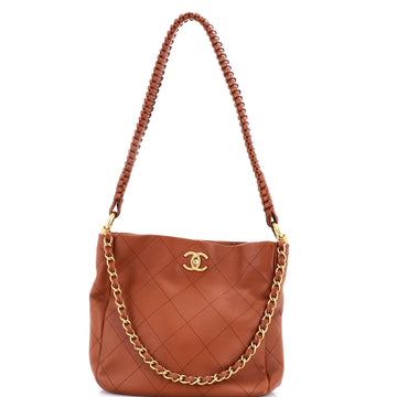 Chanel Braided Handle Hobo Quilted Lambskin Medium