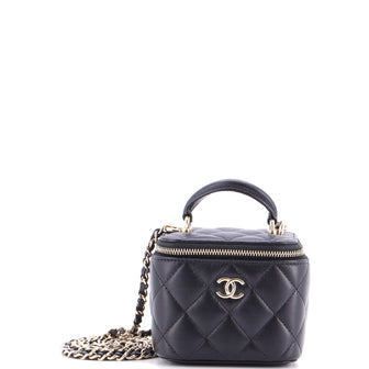 Chanel Classic Top Handle Vanity Case with Chain Quilted Lambskin Mini