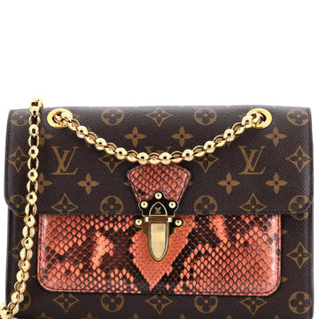 Louis Vuitton Victoire Handbag Monogram Canvas and Python