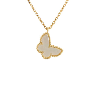Van Cleef & Arpels Sweet Alhambra Butterfly Pendant Necklace 18K Yellow Gold and Mother of Pearl