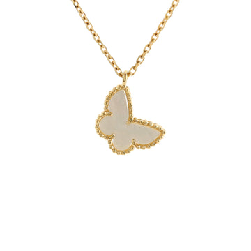 Van Cleef & Arpels Sweet Alhambra Butterfly Pendant Necklace 18K Yellow Gold and Mother of Pearl