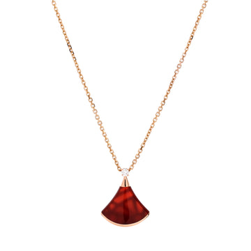 Bvlgari Divas' Dream Pendant Necklace 18K Rose Gold with Carnelian and Diamond Small