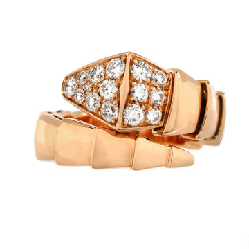 Bvlgari Serpenti Viper One-Coil Ring 18K Rose Gold with Diamonds Wide