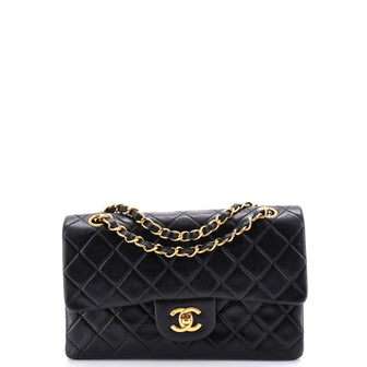 Chanel Vintage Classic Double Flap Bag Quilted Lambskin Small