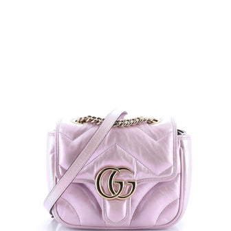 Gucci GG Marmont Square Flap Bag Chevron Iridescent Leather Mini