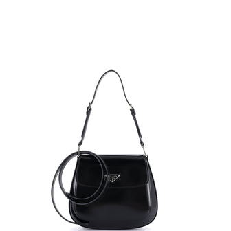 Prada Cleo Flap Shoulder Bag Spazzolato Leather Small