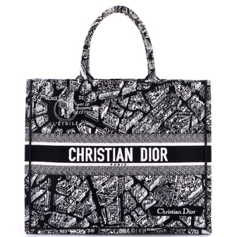 Christian Dior Book Tote Embroidered Canvas Large
