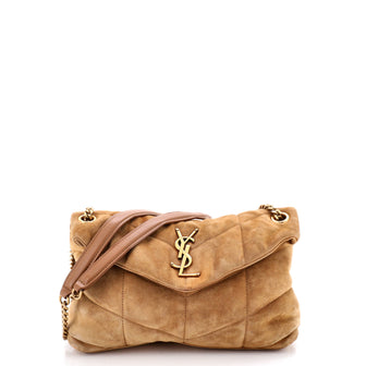 Saint Laurent Loulou Puffer Shoulder Bag Quilted Suede Small
