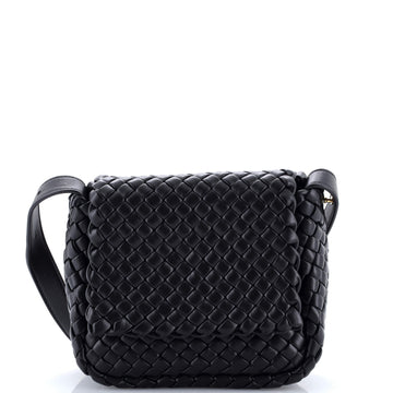 Bottega Veneta Cobble Flap Shoulder Bag Padded Intrecciato Leather Mini
