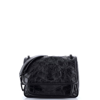 Saint Laurent Niki Chain Flap Bag Matelasse Chevron Leather Baby