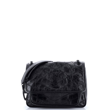 Saint Laurent Niki Chain Flap Bag Matelasse Chevron Leather Baby