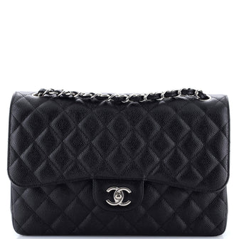 Chanel Classic Double Flap Bag Quilted Caviar Jumbo