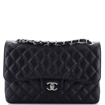 Chanel Classic Double Flap Bag Quilted Caviar Jumbo