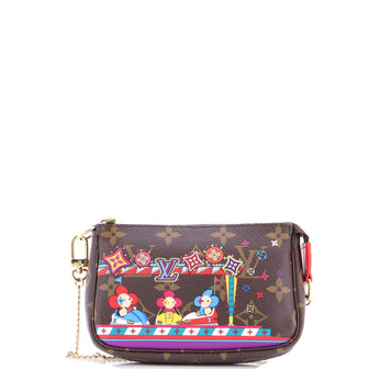 Louis Vuitton Pochette Accessoires Limited Edition Vivienne Xmas Monogram Canvas Mini