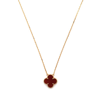 Van Cleef & Arpels Vintage Alhambra Pendant Necklace 18K Yellow Gold and Carnelian