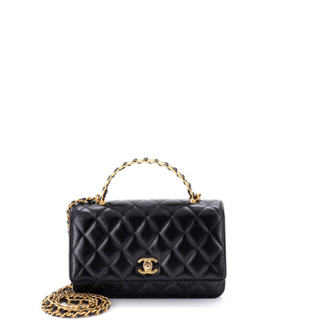 Chanel Pick Me Up Logo Handle Wallet on Chain Quilted Lambskin