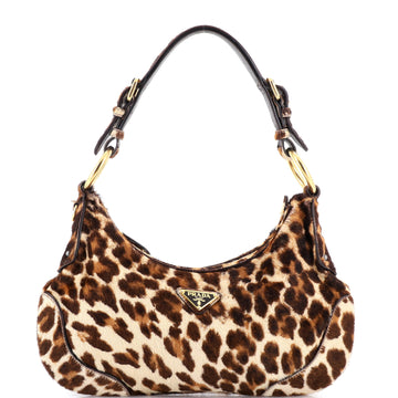 Prada Zip Shoulder Bag Printed Calf Hair Medium