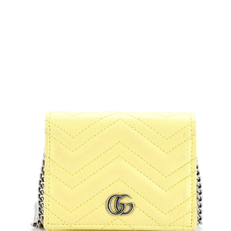 Gucci GG Marmont Card Case on Chain Matelasse Leather